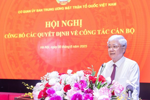 Công bố Quyết định thành lập 19 Ban, đơn vị Cơ quan Ủy ban Trung ương MTTQ Việt Nam