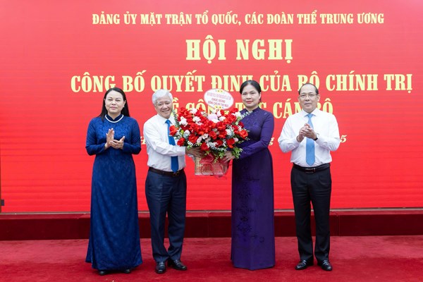 Đồng chí Hà Thị Nga được chỉ định tham gia Ban Chấp hành, Ban Thường vụ Đảng ủy MTTQ, các đoàn thể Trung ương nhiệm kỳ 2020-2025
