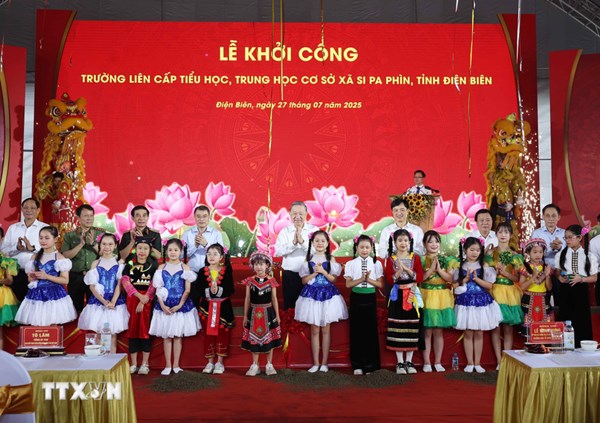 Tổng Bí Thư Tô Lâm dự Lễ khởi công Trường liên cấp Tiểu học, THCS xã Si Pa Phìn, tỉnh Điện Biên