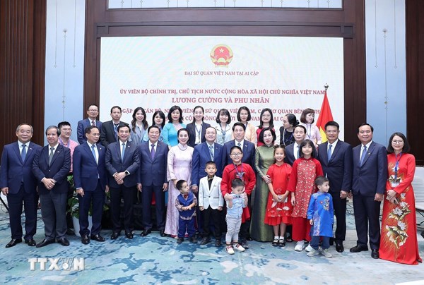 Chủ tịch nước Lương Cường gặp mặt cán bộ Đại sứ quán và cộng đồng người Việt Nam tại Ai Cập