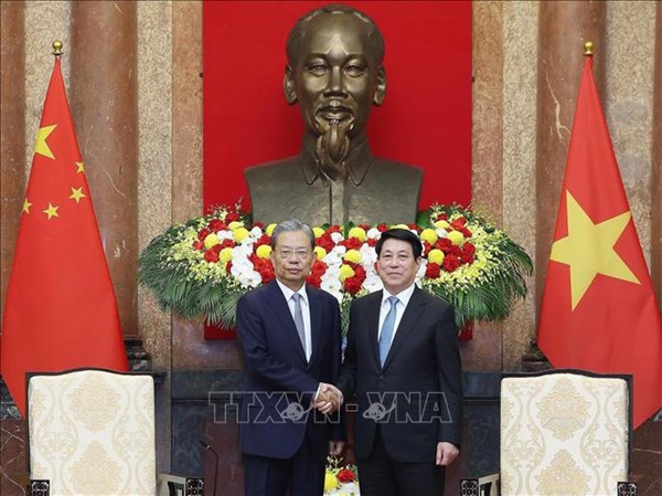 Chủ tịch nước Lương Cường tiếp Ủy viên trưởng Nhân đại toàn quốc Trung Quốc 