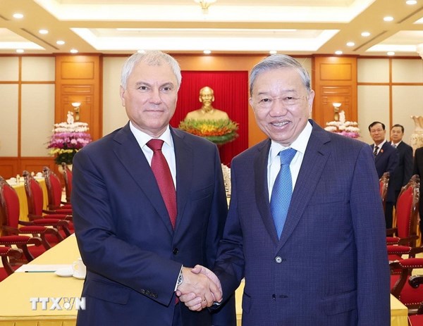 Tổng Bí thư Tô Lâm tiếp Chủ tịch Duma Quốc gia Nga Vyacheslav Volodin