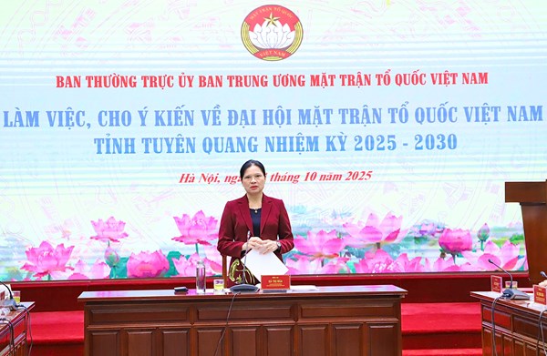 Phó Chủ tịch Hà Thị Nga cho ý kiến về Đại hội đại biểu MTTQ Việt Nam tỉnh Tuyên Quang nhiệm kỳ 2025-2030
