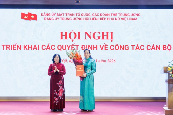 Đồng chí Lê Thị Thủy được chỉ định giữ chức Bí thư Đảng ủy Trung ương Hội Liên hiệp Phụ nữ Việt Nam