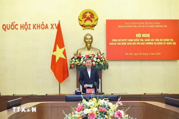 Công bố quyết định kiểm tra, giám sát của Bộ Chính trị, Ban Bí thư năm 2026 đối với Ban Thường vụ Đảng ủy Quốc hội