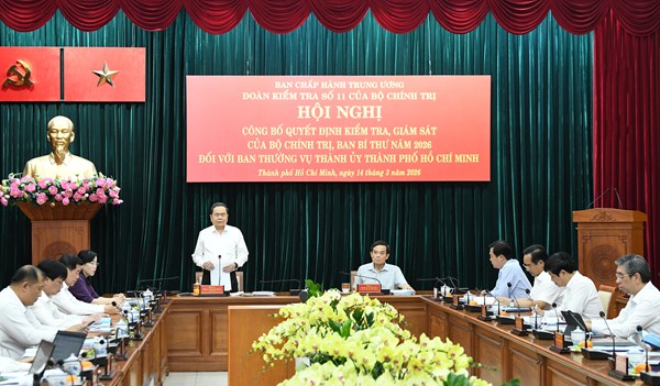 Chủ tịch Quốc hội Trần Thanh Mẫn chủ trì hội nghị công bố quyết định kiểm tra, giám sát với Ban Thường vụ Thành ủy Thành phố Hồ Chí Minh
