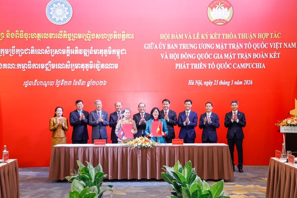 Nội dung thỏa thuận hợp tác giữa Ủy ban Trung ương MTTQ Việt Nam và Mặt trận Đoàn kết Phát triển Tổ quốc Campuchia giai đoạn 2026 - 2031