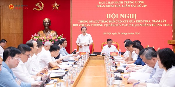 Chủ tịch Quốc hội Trần Thanh Mẫn chủ trì Hội nghị thông qua dự thảo Báo cáo kết quả kiểm tra, giám sát đối với Ban Thường vụ Đảng ủy Các cơ quan Đảng Trung ương