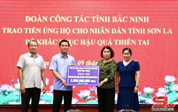 Tỉnh Bắc Ninh ủng hộ tỉnh Sơn La 3 tỷ đồng khắc phục hậu quả mưa lũ