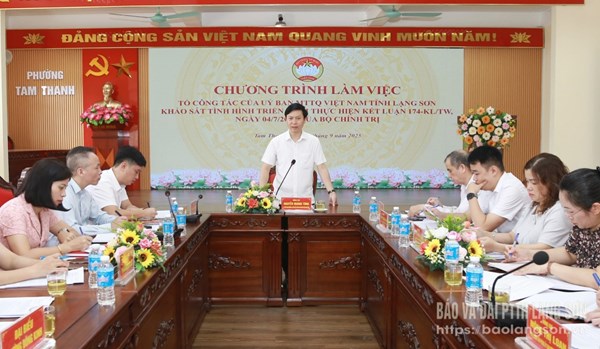 Lạng Sơn: Tổ công tác của Ban Thường trực Ủy ban MTTQ Việt Nam tỉnh làm việc với các phường
