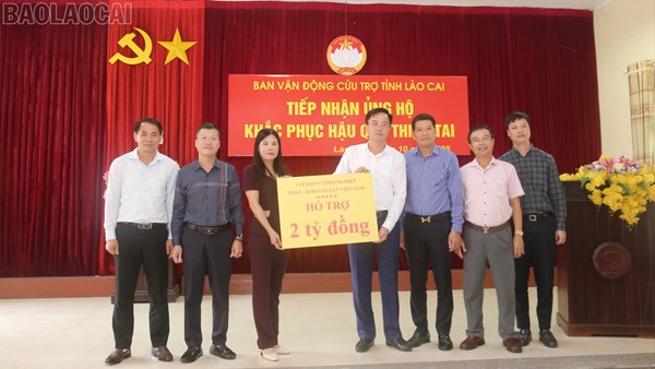 Lào Cai: Uỷ ban MTTQ Việt Nam tỉnh tiếp nhận ủng hộ khắc phục hậu quả thiên tai từ Tập đoàn Công nghiệp Than - Khoáng sản Việt Nam 