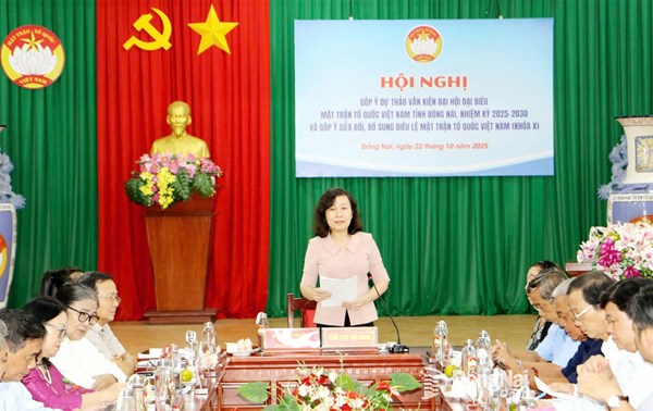 Đồng Nai: Góp ý dự thảo văn kiện Đại hội Mặt trận tỉnh Đồng Nai nhiệm kỳ 2025-2030