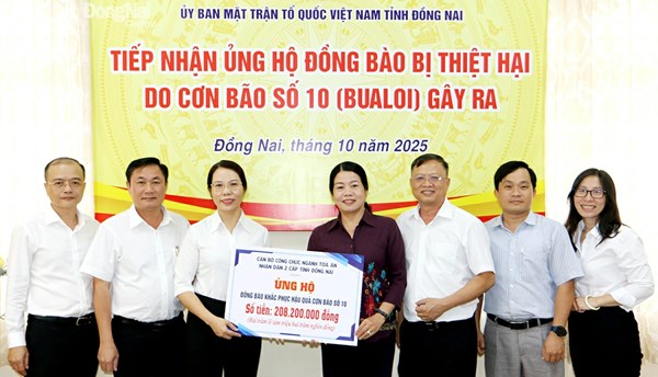 Đồng Nai: Ủy ban MTTQ Việt Nam tỉnh tiếp nhận hơn 58,5 tỷ đồng ủng hộ đồng bào khắc phục hậu quả thiên tai