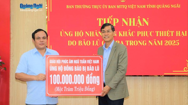 Quảng Ngãi: Ủy ban MTTQ Việt Nam tỉnh tiếp nhận ủng hộ khắc phục hậu quả thiên tai