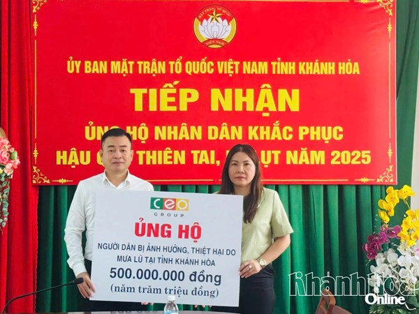 Khánh Hòa: Ủy ban MTTQ Việt Nam tỉnh tiếp nhận 580 triệu đồng ủng hộ Nhân dân khắc phục hậu quả mưa lũ