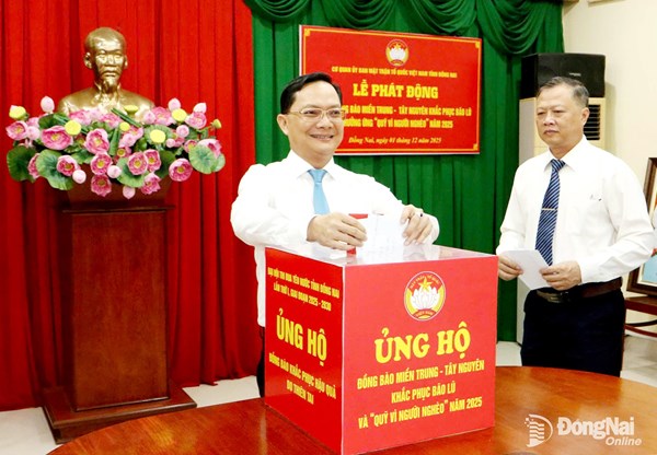 Đồng Nai: Ủy ban MTTQ Việt Nam tỉnh ủng hộ đồng bào bão lụt, Quỹ Vì người nghèo