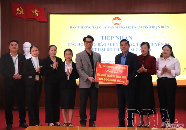 Điện Biên: Ủy ban MTTQ Việt Nam tỉnh tiếp nhận 100 triệu đồng hỗ trợ đồng bào vùng thiên tai
