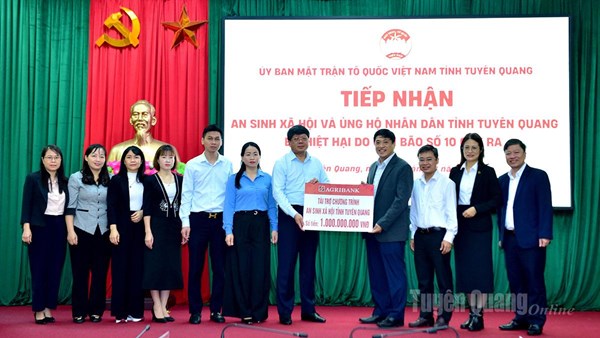 Tuyên Quang: Ủy ban MTTQ Việt Nam tỉnh tiếp nhận nguồn an sinh xã hội và ủng hộ khắc phục thiệt hại bão số 10