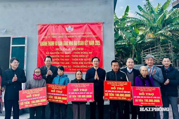 Hải Phòng: Ủy ban MTTQ Việt Nam thành phố khánh thành 5 ngôi nhà Đại đoàn kết tại xã Chí Minh