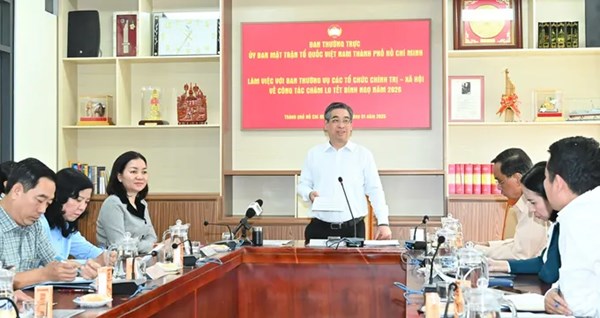 TP Hồ Chí Minh: Ủy ban MTTQ Việt Nam thành phố làm việc với các tổ chức chính trị - xã hội về công tác chăm lo Tết Bính Ngọ 2026
