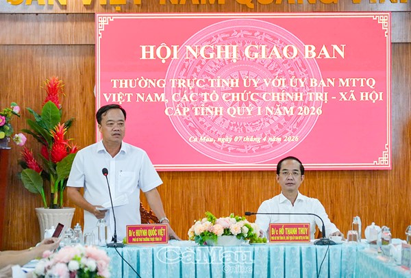 Cà Mau: Hội nghị giao ban của Thường trực Tỉnh ủy với Ủy ban MTTQ Việt Nam tỉnh