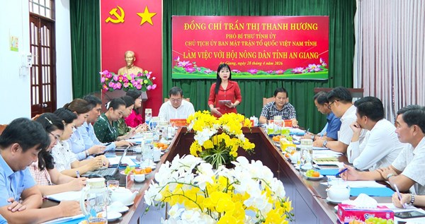 An Giang: Ban Thường trực Ủy ban MTTQ Việt Nam tỉnh làm việc với Hội Nông dân tỉnh