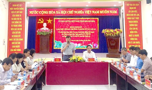 Khánh Hòa: Ủy ban MTTQ Việt Nam tỉnh làm việc với Đảng ủy xã Cam An