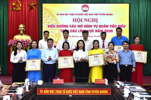 Tuyên Quang: Ủy ban MTTQ Việt Nam tỉnh  biểu dương các mô hình tự quản tiêu biểu trên các lĩnh vực năm 2026